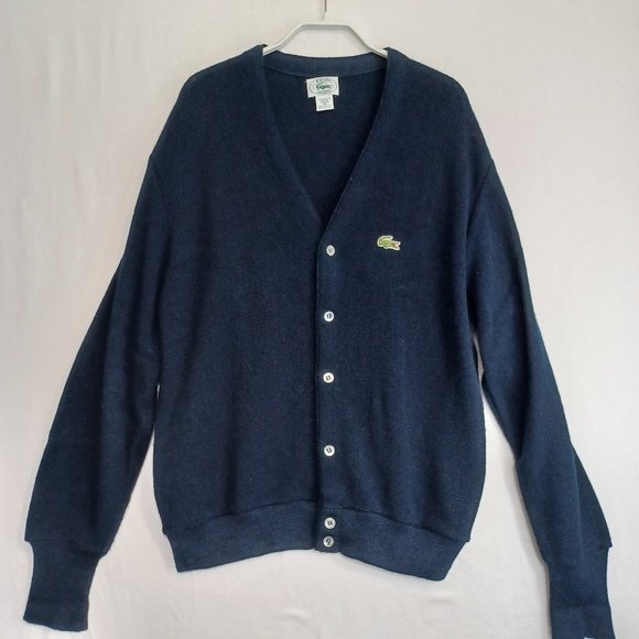 Izod LaCoste Vintage Cardigan Sweater Grandpa Style Size Medium - Picture 2 of 14